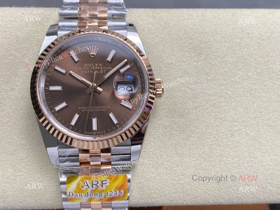 ARF Rolex Datejust Dandong 3235 Movement 36mm 72h Brown Face TT RG Jubilee Band Watch